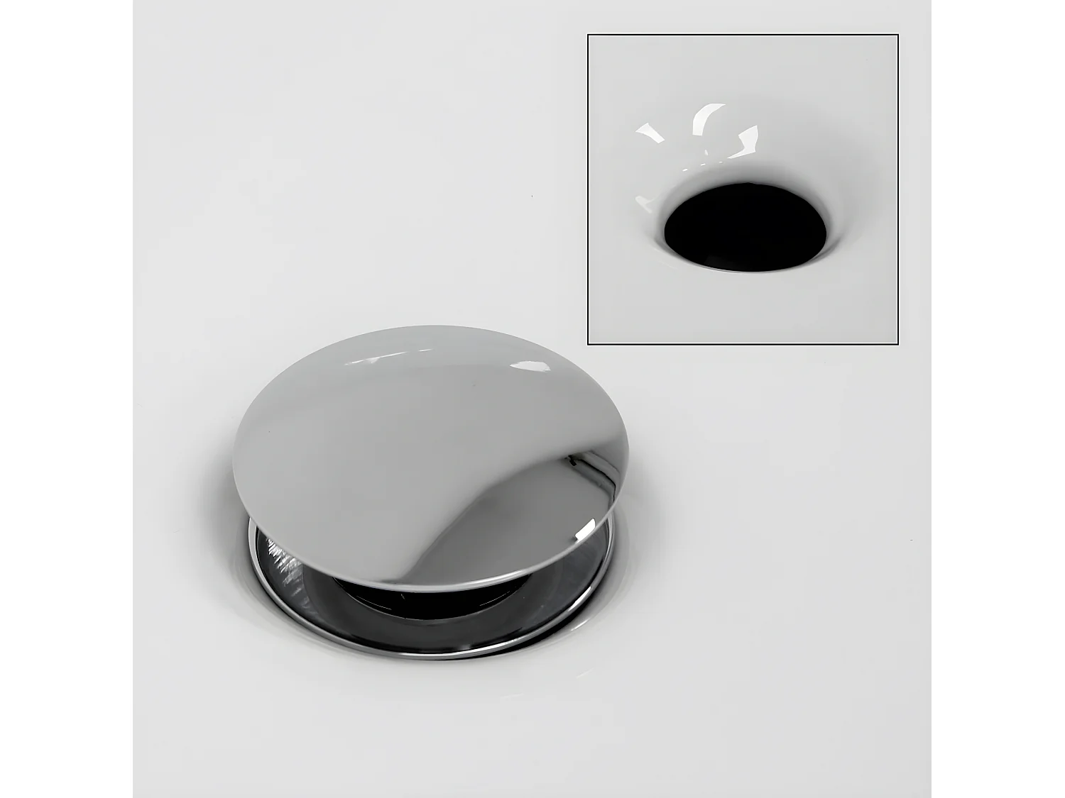 Lavabo de cerámica blanca con desagüe automático 605 x 380 mm ECD Germany