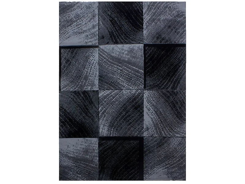 CARREAUX - Tapis à motifs carreaux en damier - Noir et Gris 200 x 290 cm