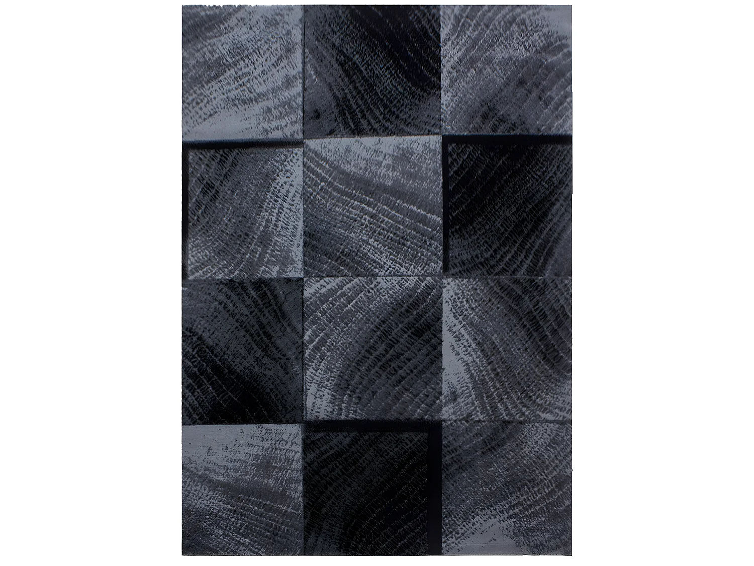 CARREAUX - Tapis à motifs carreaux en damier - Noir et Gris 200 x 290 cm
