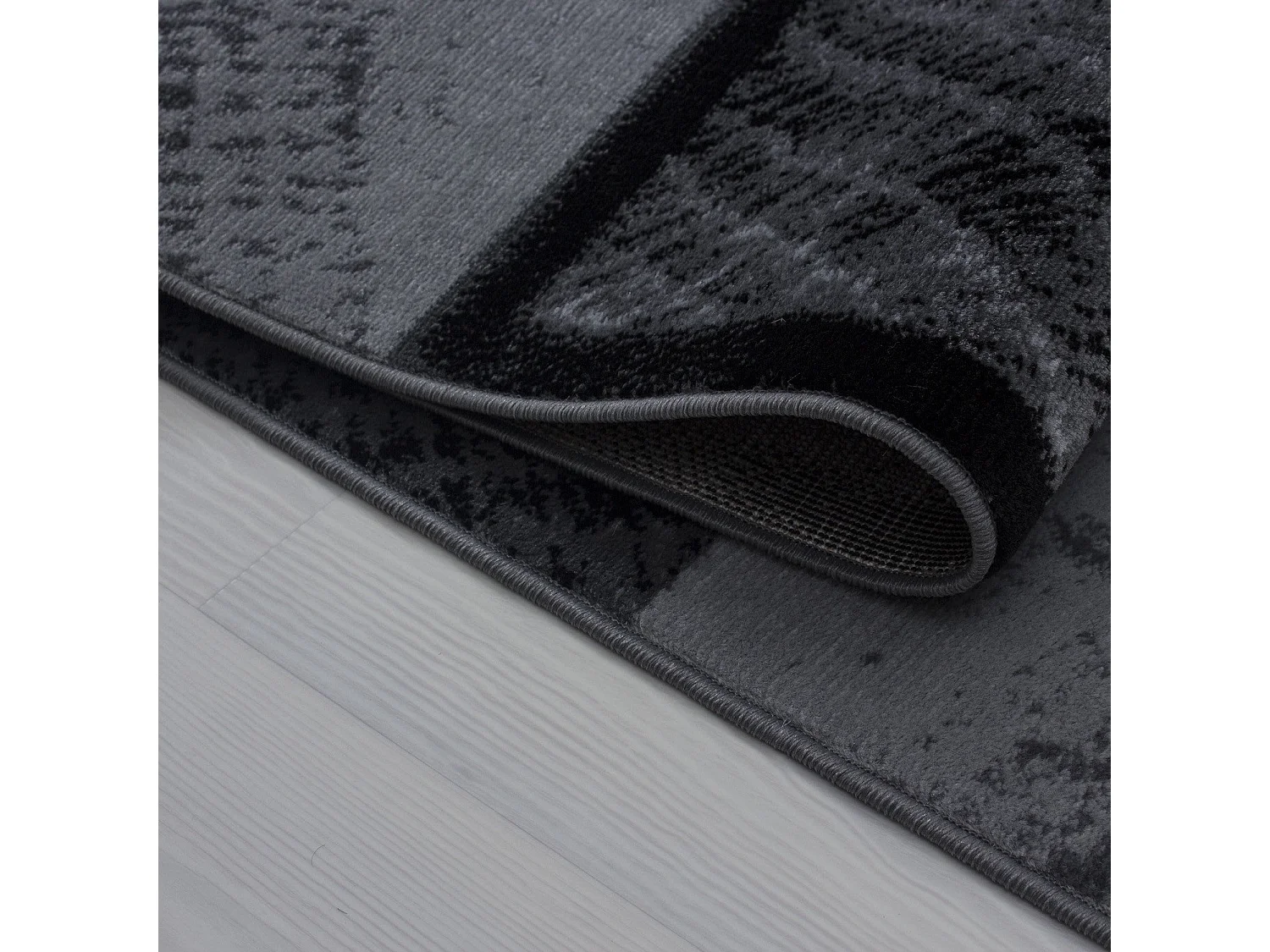 CARREAUX - Tapis à motifs carreaux en damier - Noir et Gris 200 x 290 cm