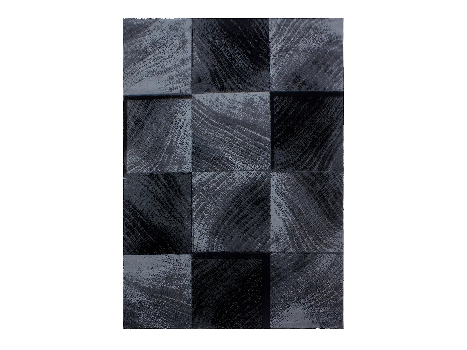 CARREAUX - Tapis à motifs carreaux en damier - Noir et Gris 200 x 290 cm