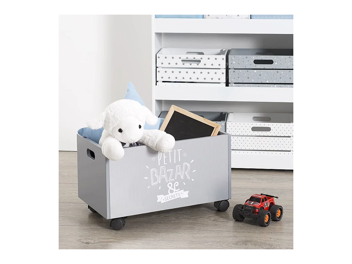 Coffre à roulettes pour enfant coloris gris Atmosphera
