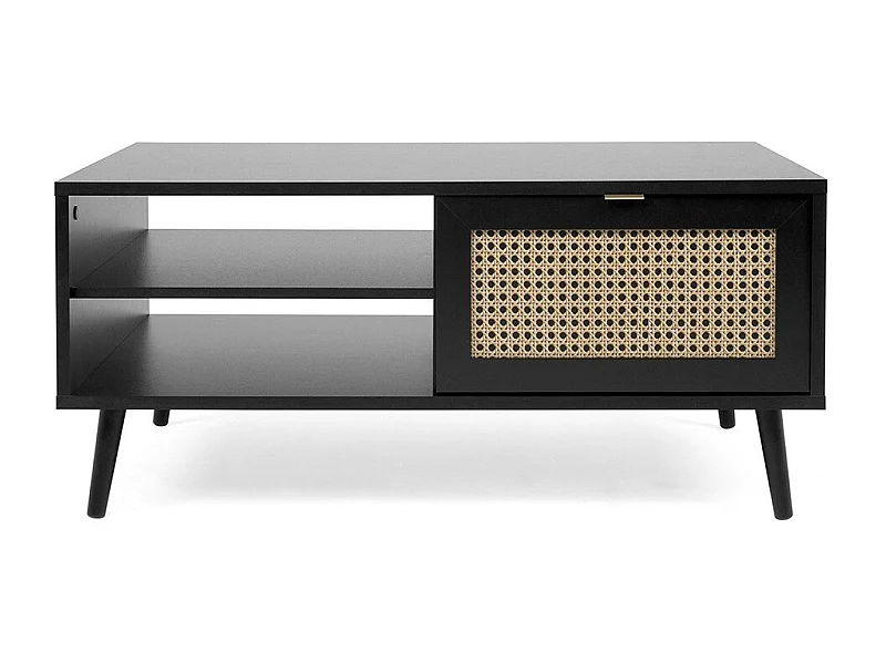 Scarpiera a 2 sportelli stampa impagliatura e nera - L70 cm