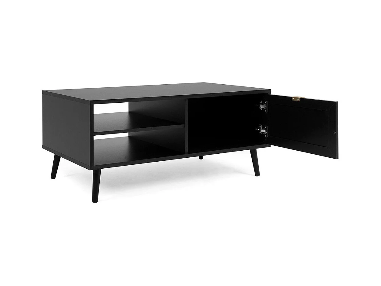 Scarpiera a 2 sportelli stampa impagliatura e nera - L70 cm