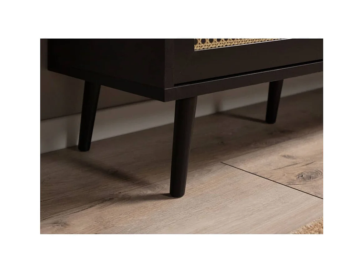 Scarpiera a 2 sportelli stampa impagliatura e nera - L70 cm