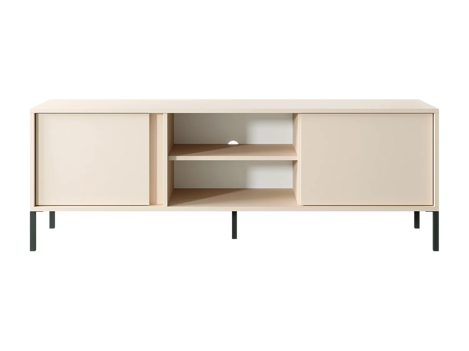 TV-Möbel - 2 Türen & 2 Ablagefächer - mit LED-Beleuchtung - Beige - ELYNIA