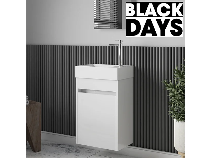 Meuble lave-main salle de bain design MESSINA largeur 45 cm blanc laqué