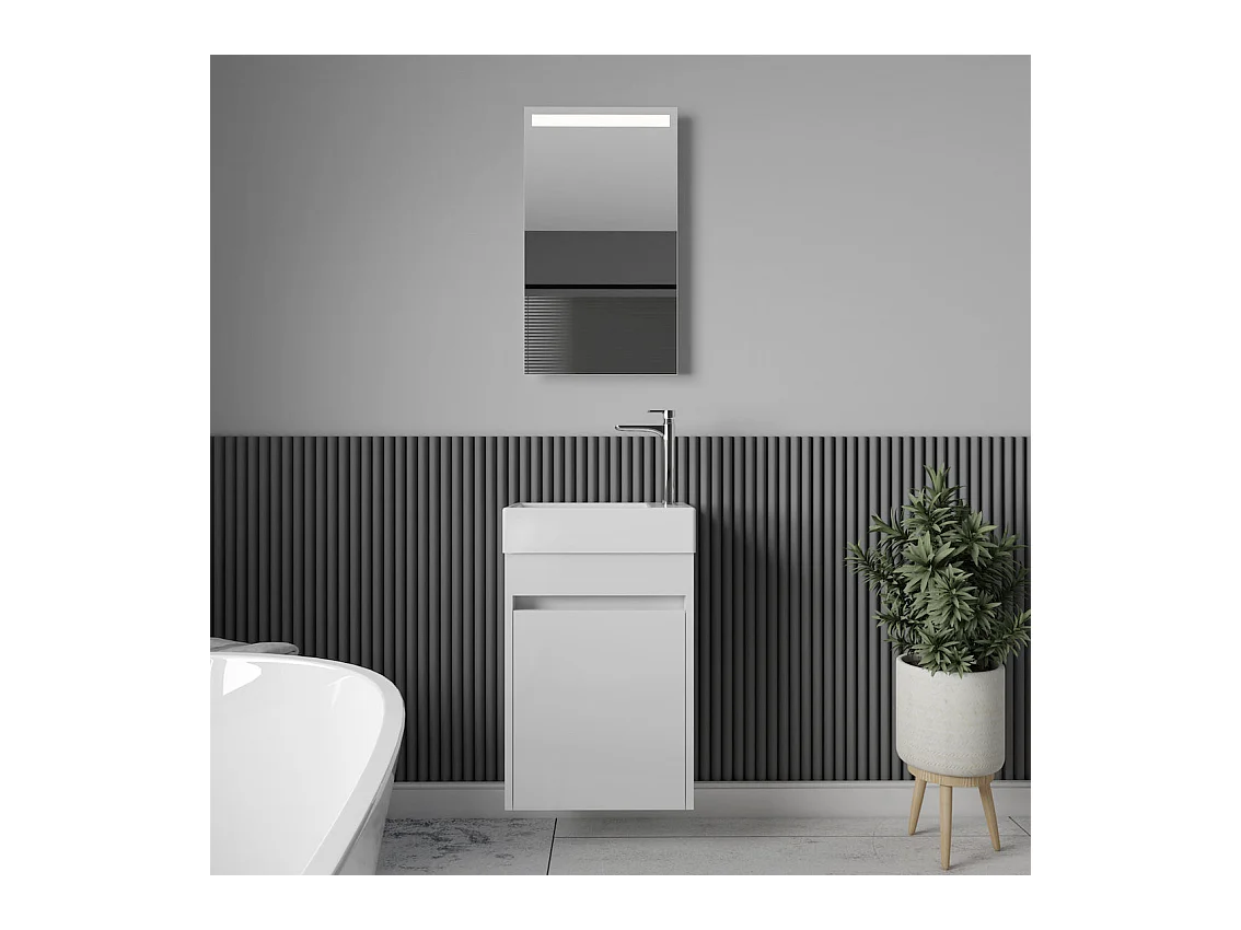 Meuble lave-main salle de bain design MESSINA largeur 45 cm blanc laqué