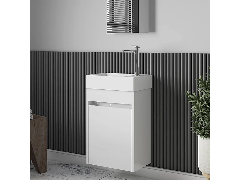 Meuble lave-main salle de bain design MESSINA largeur 45 cm blanc laqué