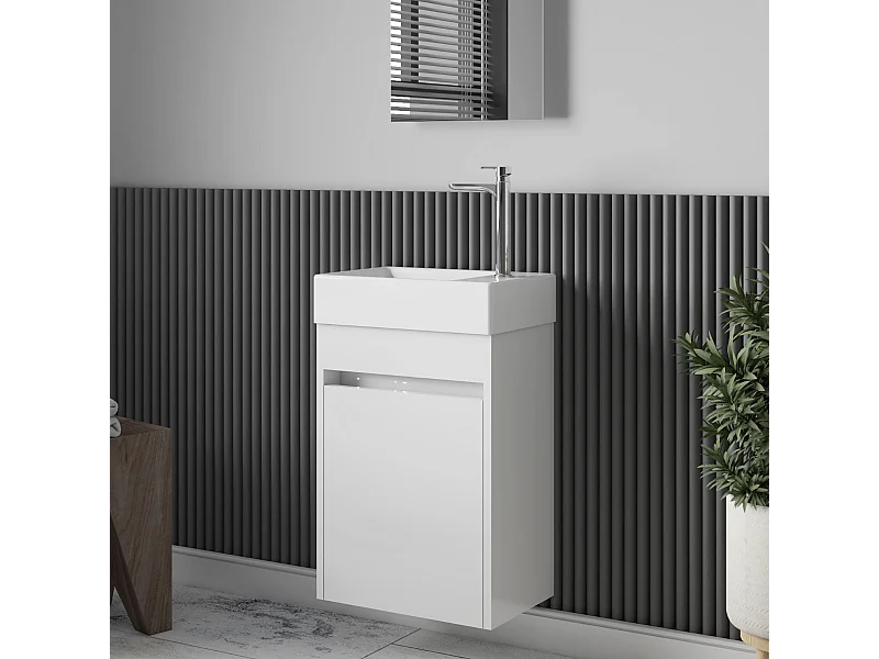 Meuble lave-main salle de bain design MESSINA largeur 45 cm blanc laqué