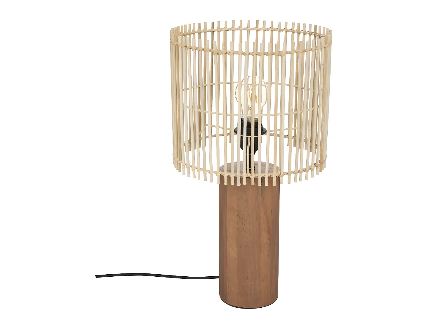 Lampe à  poser en Bois et Bambou  D 27 cm