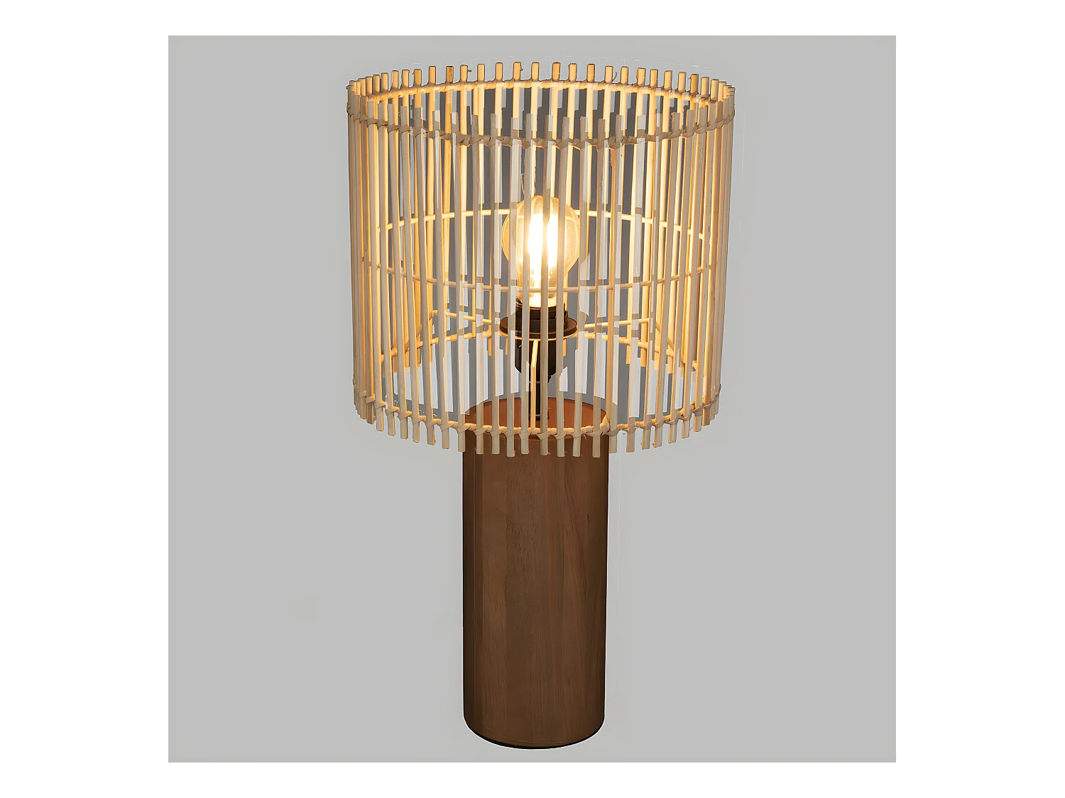 Lampe à  poser en Bois et Bambou  D 27 cm