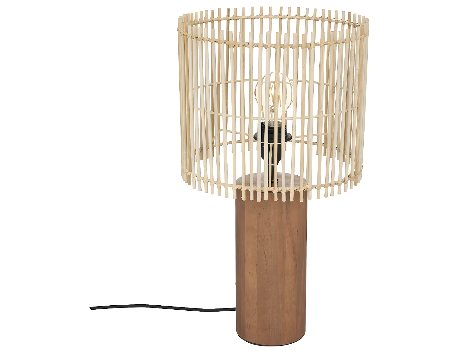 Lampe à  poser en Bois et Bambou  D 27 cm