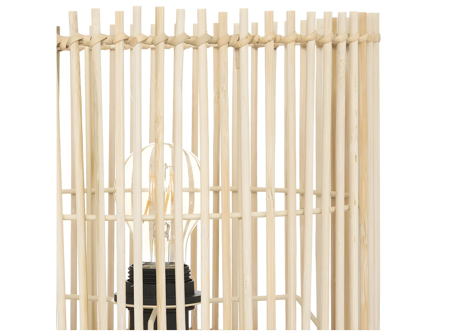 Lampe à  poser en Bois et Bambou  D 27 cm