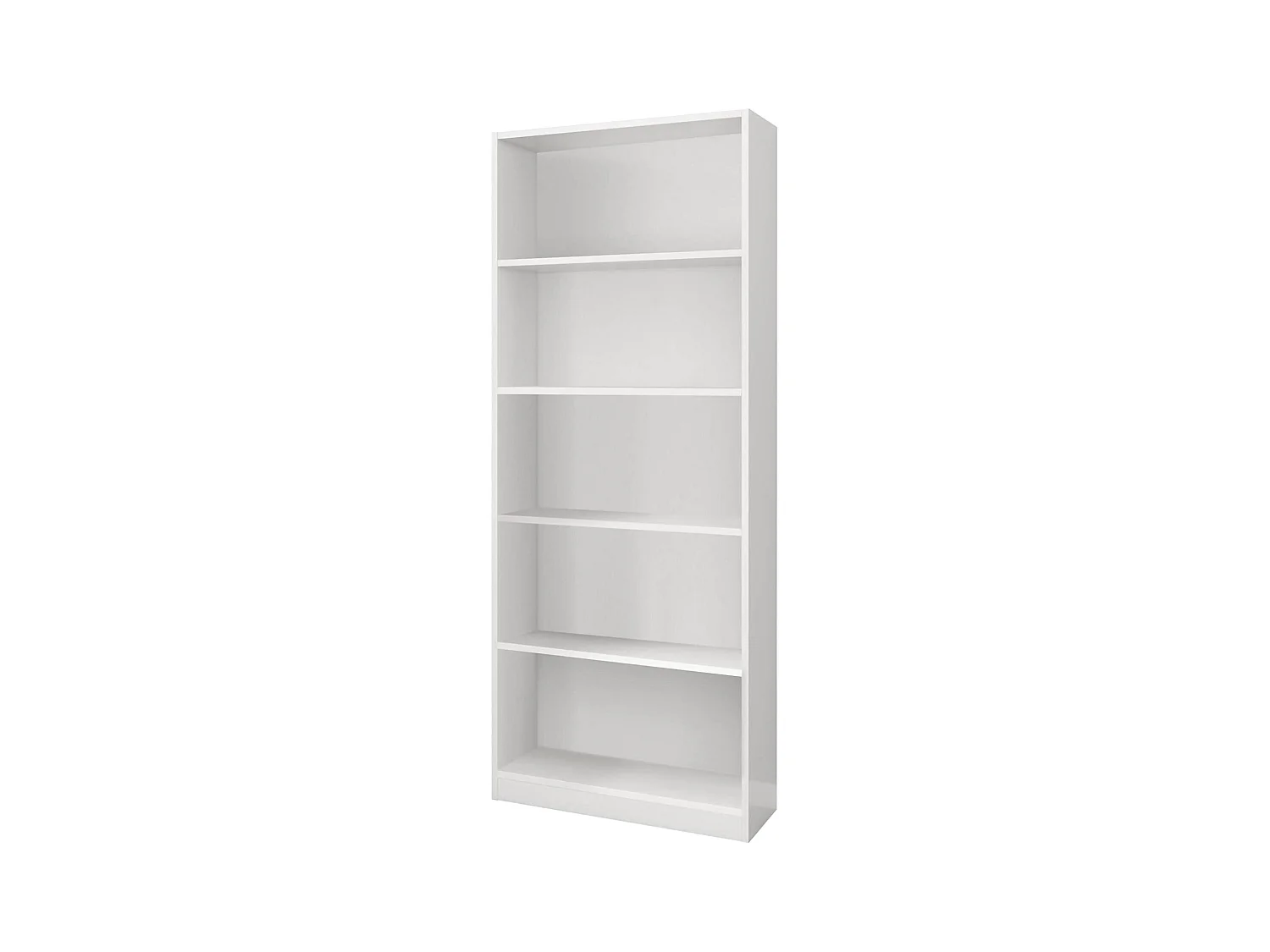Bibliothèque Boston, Bibliothèque linéaire avec 4 étagères, Étagère de bureau ou de chambre, Bibliothèque moderne, 80x28h201 cm, Blanc