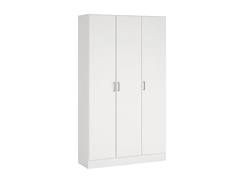 Mehrzweckschrank Beaumont, Beistellschrank mit 3 Türen, Kleiderschrank mit Schuhregal, Besenkammer, 109x37h180 cm, Weiß