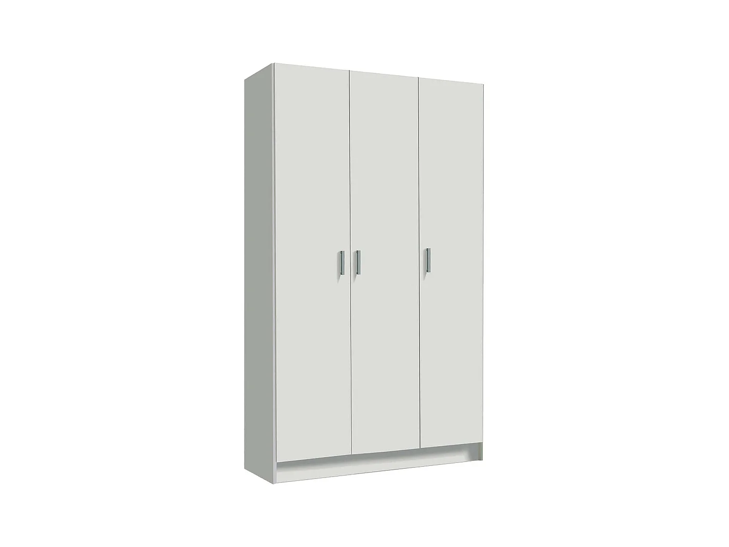 Armoire polyvalente Beaumont, Armoire auxiliaire avec 3 portes, Étagère à chaussures avec étagères, Armoire à balais, 109x37h180 cm, Blanc