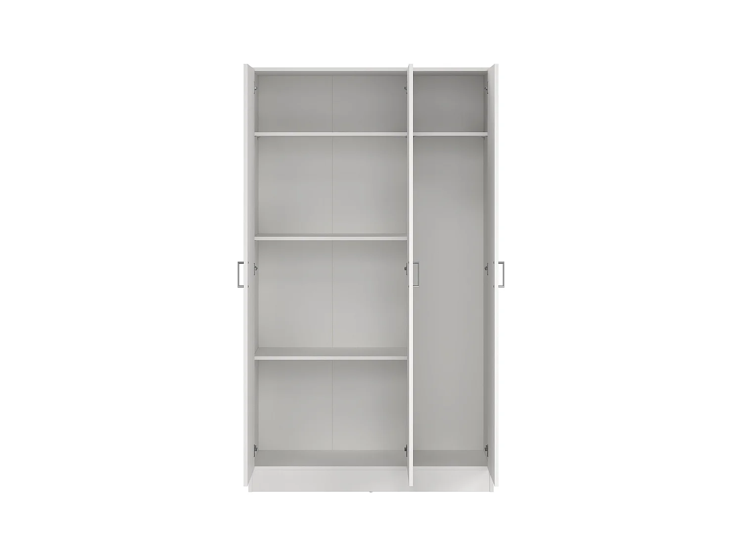 Armoire polyvalente Beaumont, Armoire auxiliaire avec 3 portes, Étagère à chaussures avec étagères, Armoire à balais, 109x37h180 cm, Blanc