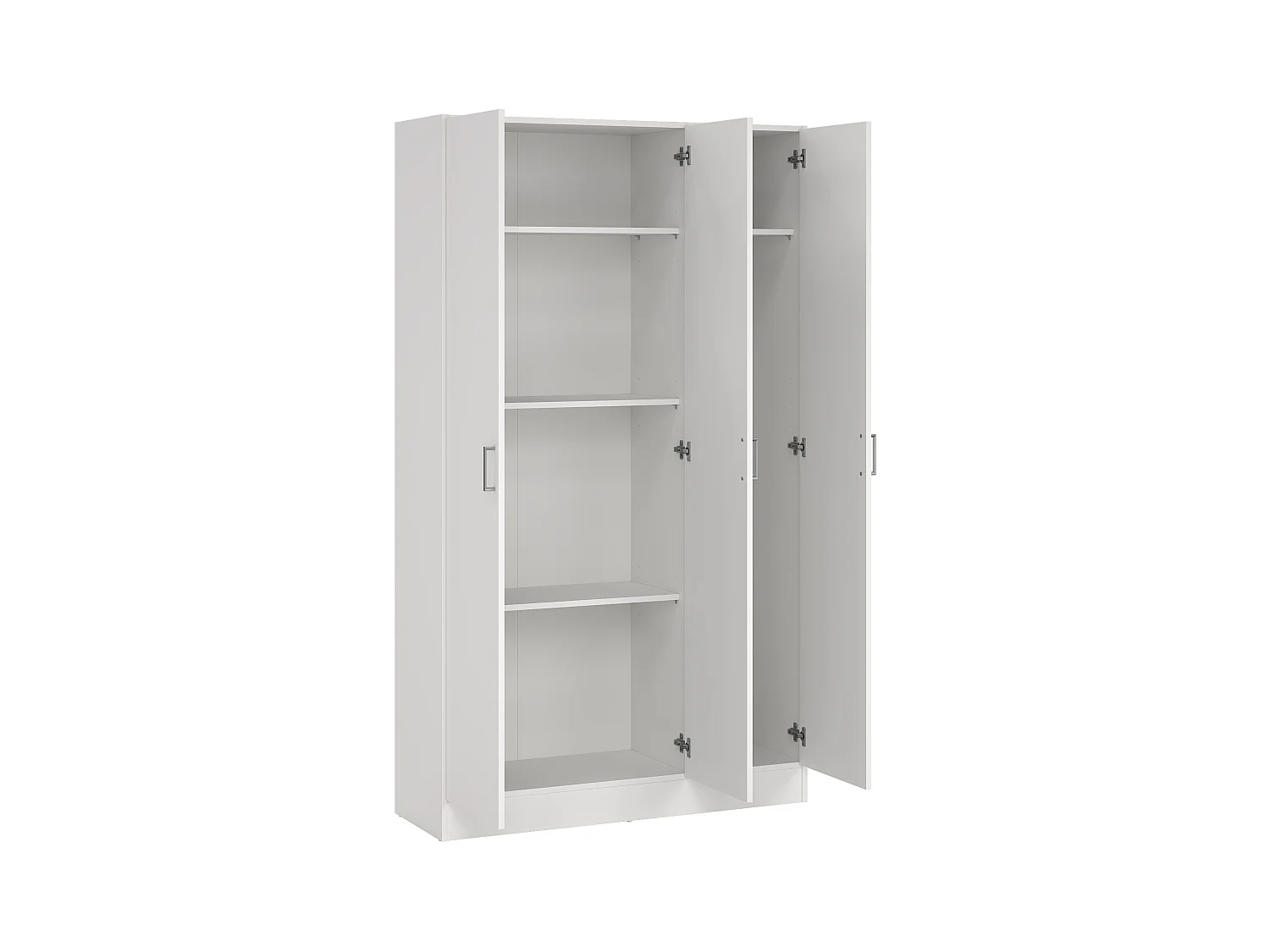 Armoire polyvalente Beaumont, Armoire auxiliaire avec 3 portes, Étagère à chaussures avec étagères, Armoire à balais, 109x37h180 cm, Blanc