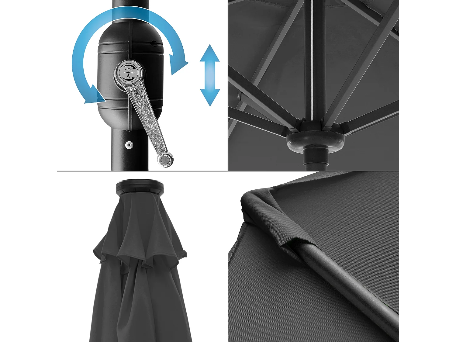 Parasol de jardin avec LED protection solaire manivelle Ø3m ECD Germany