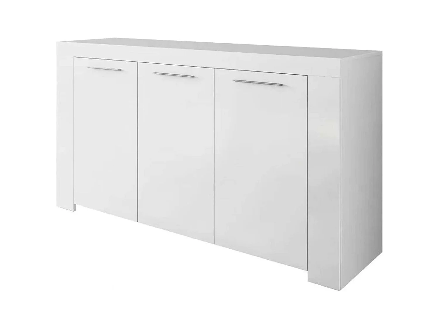 Bellevue dressoir, Modern dressoir met 3 deuren, Woonkamerbuffet, TV-kast, Dressoir voor woonkamer, 144x42h80 cm, Wit