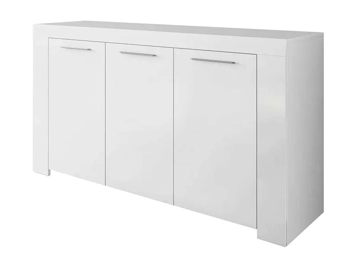 Buffet Bellevue, Buffet de salon, Meuble TV, Buffet pour salon, Armoire moderne avec 3 portes, 144x42h80 cm, Blanc