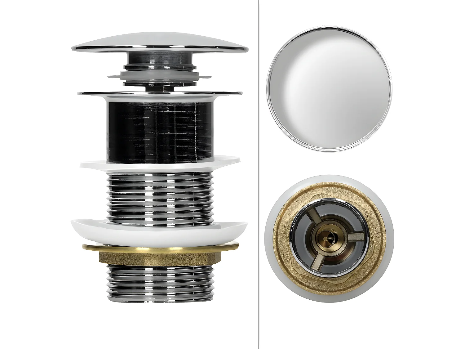 Bonde de lavabo pop up bouchon de vidange clic-clac chromé 90 mm ECD Germany