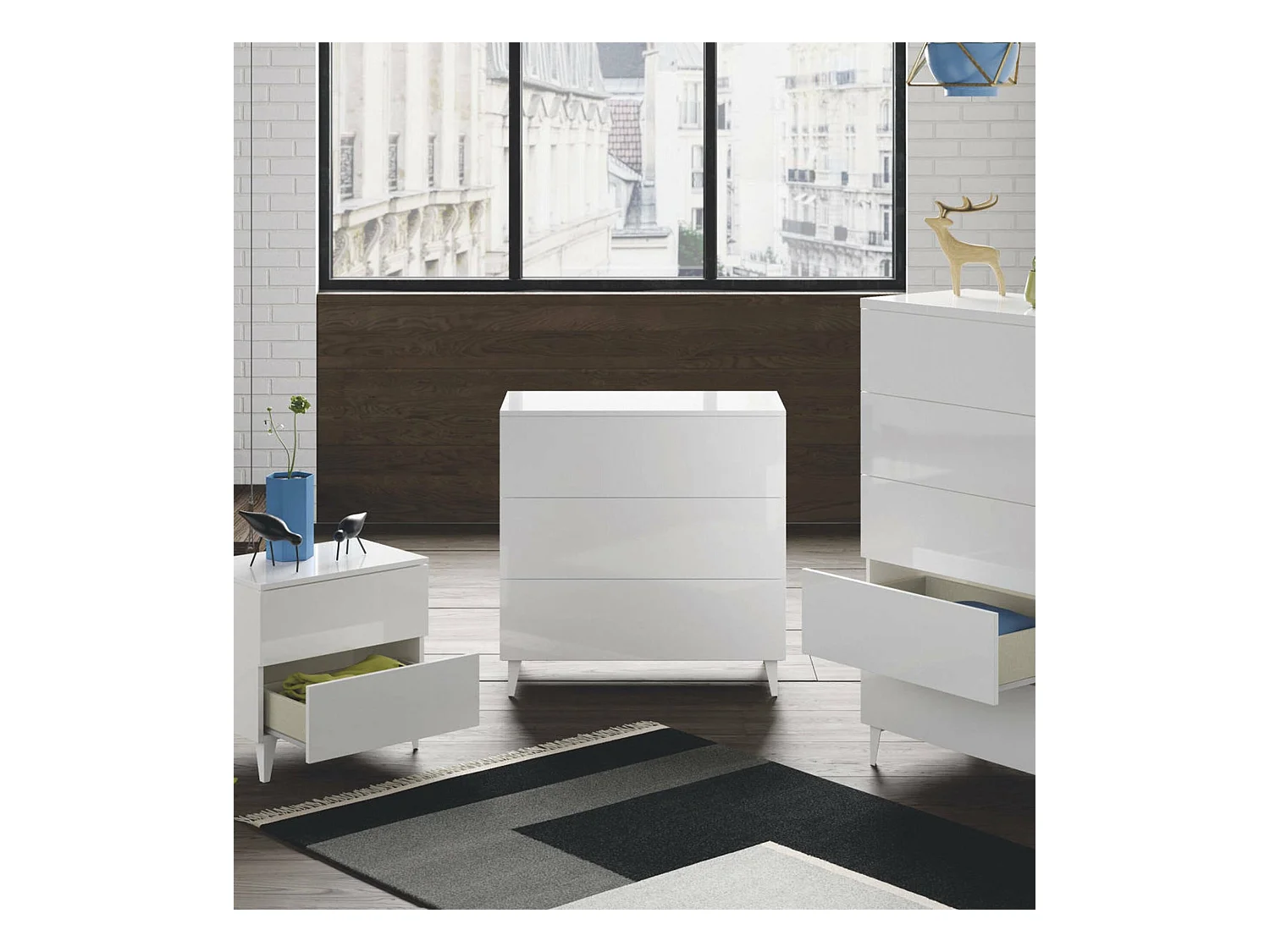 Schubladenschrank Baltimora, Kommode mit 3 Schubladen, Kommode für Schlafzimmer, Moderne Kommode, 80x40h80 cm, Weiß