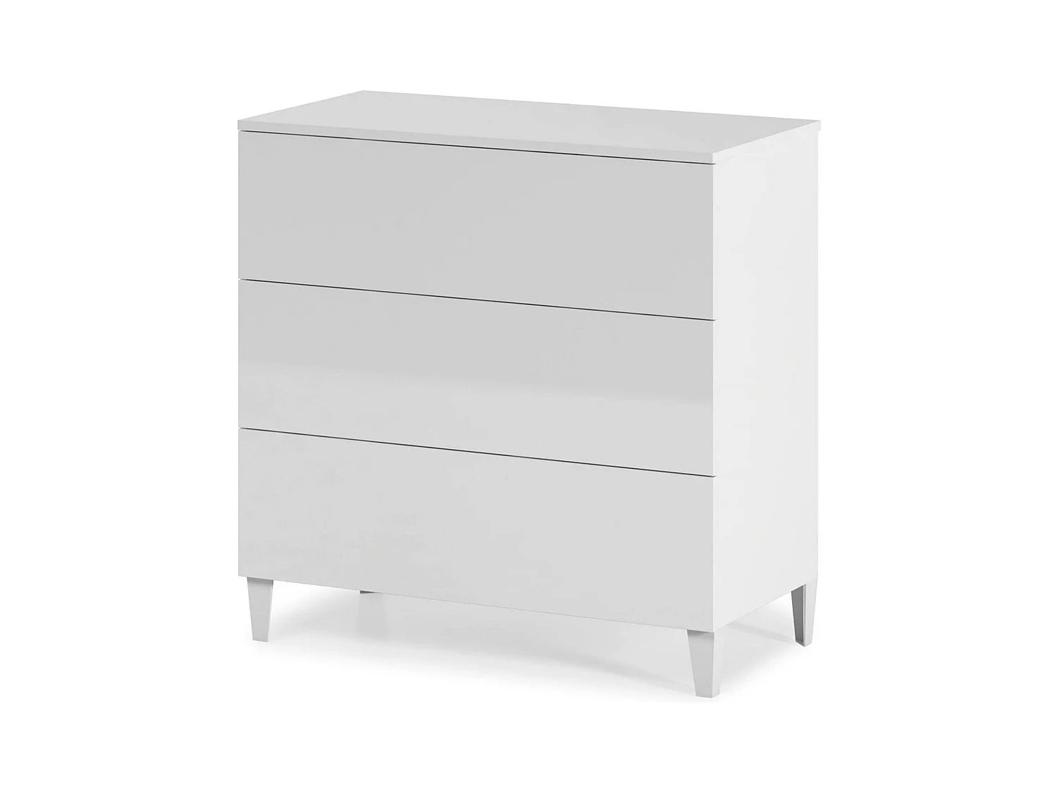 Baltimore ladekast, Ladekast met 3 laden, Ladekast voor de slaapkamer, Moderne ladekast, 80x40h80 cm, Wit