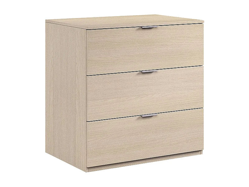 Commode Bridgeport, Commode moderne avec 3 tiroirs, Commode basse pour chambre à coucher, Commode armoire, 77x38h80 cm, Chêne