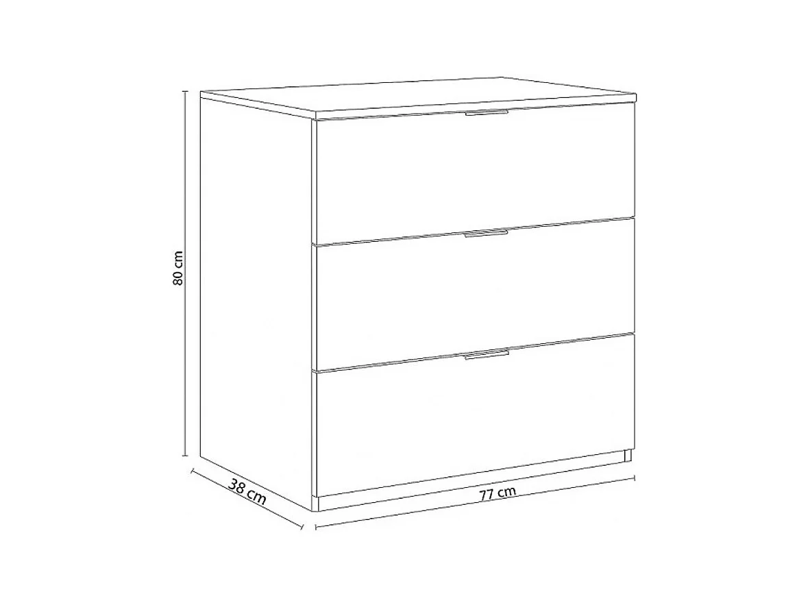 Cassettiera Bridgeport, Settimanale moderna a 3 cassetti, Mobile Comò basso per camera da letto, Mobile Settimanale, 77x38h80 cm, Bianco