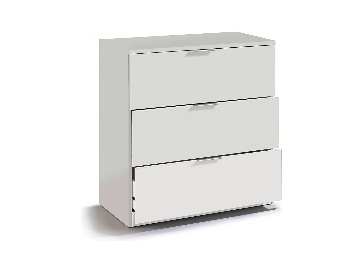 Cassettiera Bridgeport, Settimanale moderna a 3 cassetti, Mobile Comò basso per camera da letto, Mobile Settimanale, 77x38h80 cm, Bianco