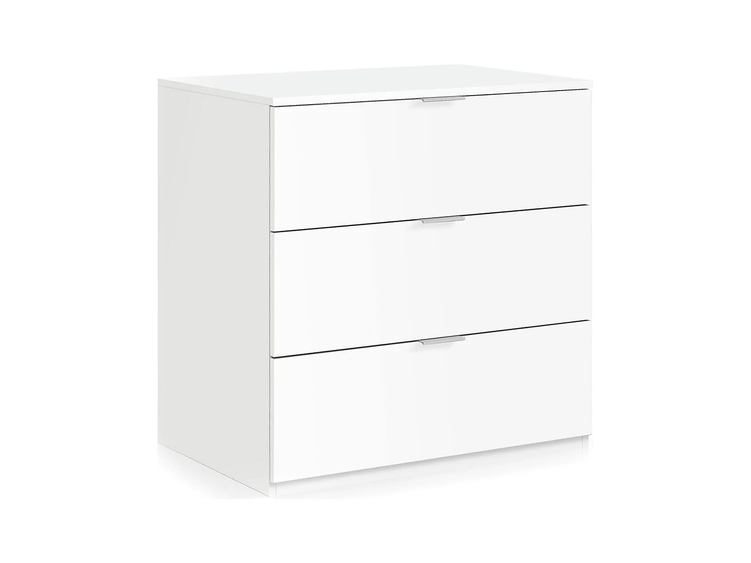 Bridgeport ladekast, Moderne ladekast met 3 laden, Lage ladekast voor de slaapkamer, Ladekast, 77x38h80 cm, Wit
