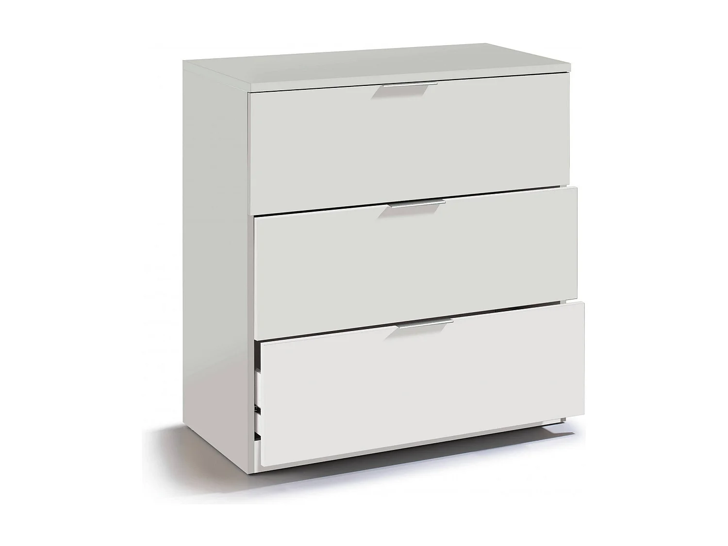 Cassettiera Bridgeport, Settimanale moderna a 3 cassetti, Mobile Comò basso per camera da letto, Mobile Settimanale, 77x38h80 cm, Bianco