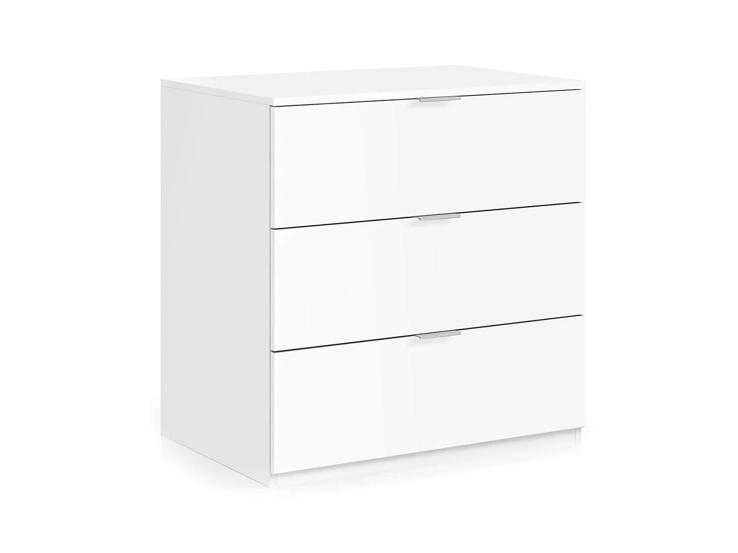 Commode Bridgeport, Commode moderne avec 3 tiroirs, Commode basse pour la chambre, Armoire à tiroirs, 77x38h80 cm, Blanc
