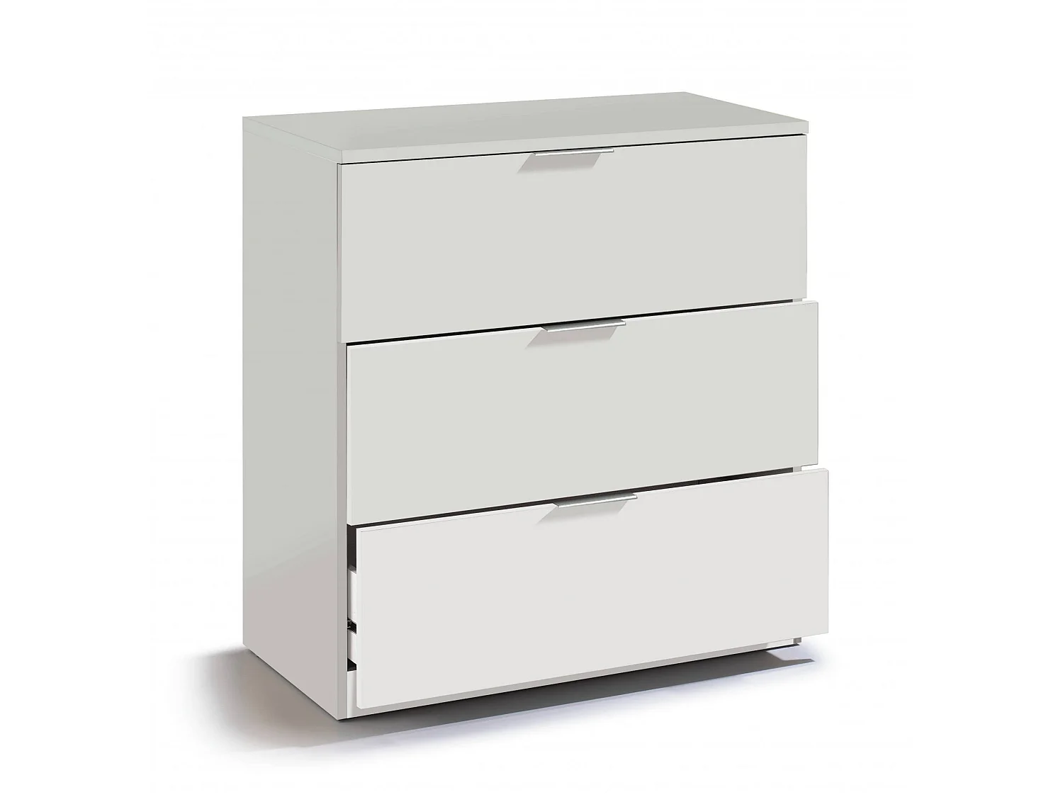 Commode Bridgeport, Commode moderne avec 3 tiroirs, Commode basse pour la chambre, Armoire à tiroirs, 77x38h80 cm, Blanc