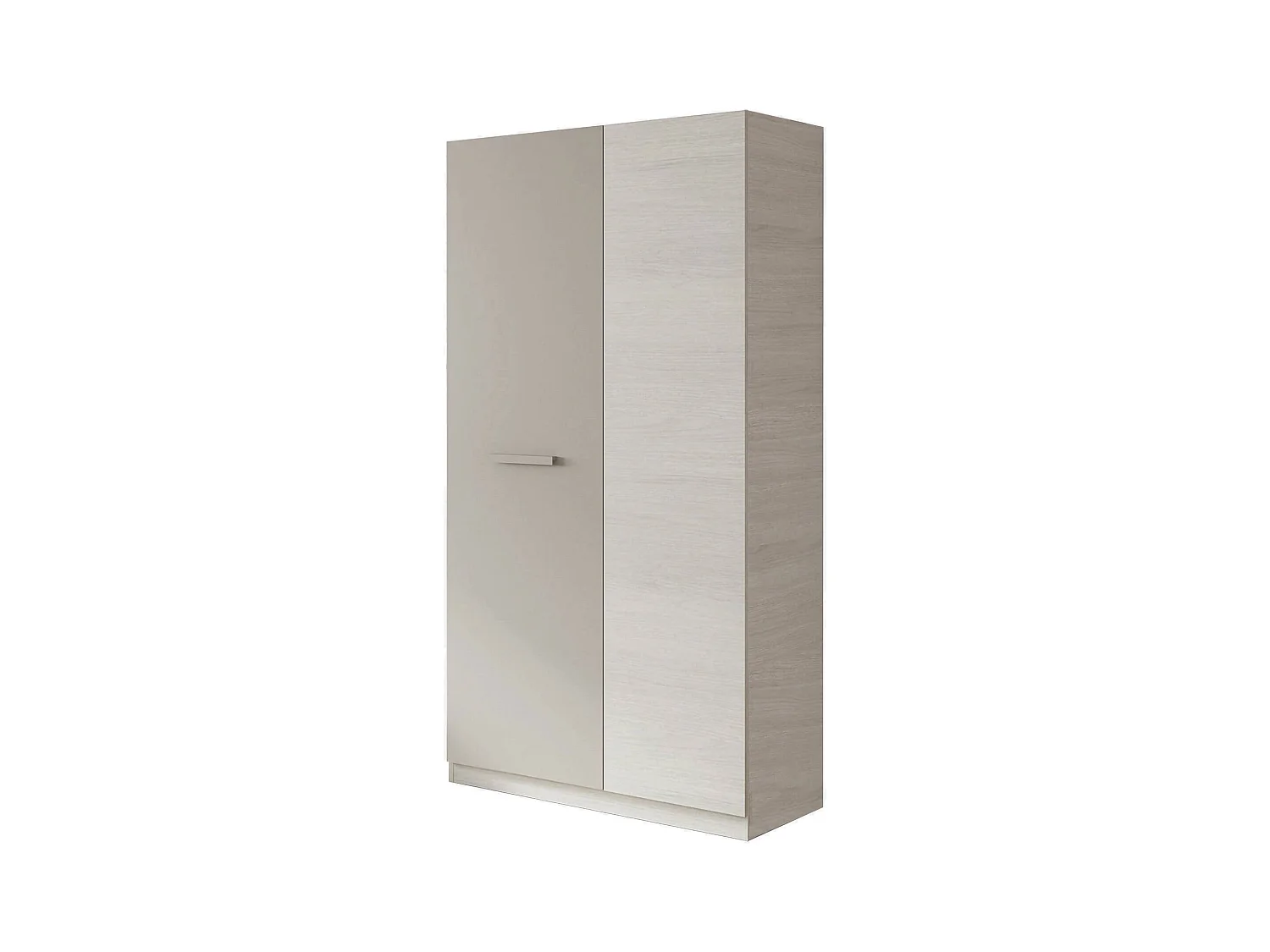 Armoire Abilene, armoire de chambre avec 2 portes battantes, armoire avec 3 étagères et tringle à vêtements, 90x52h200 cm, blanc et marron
