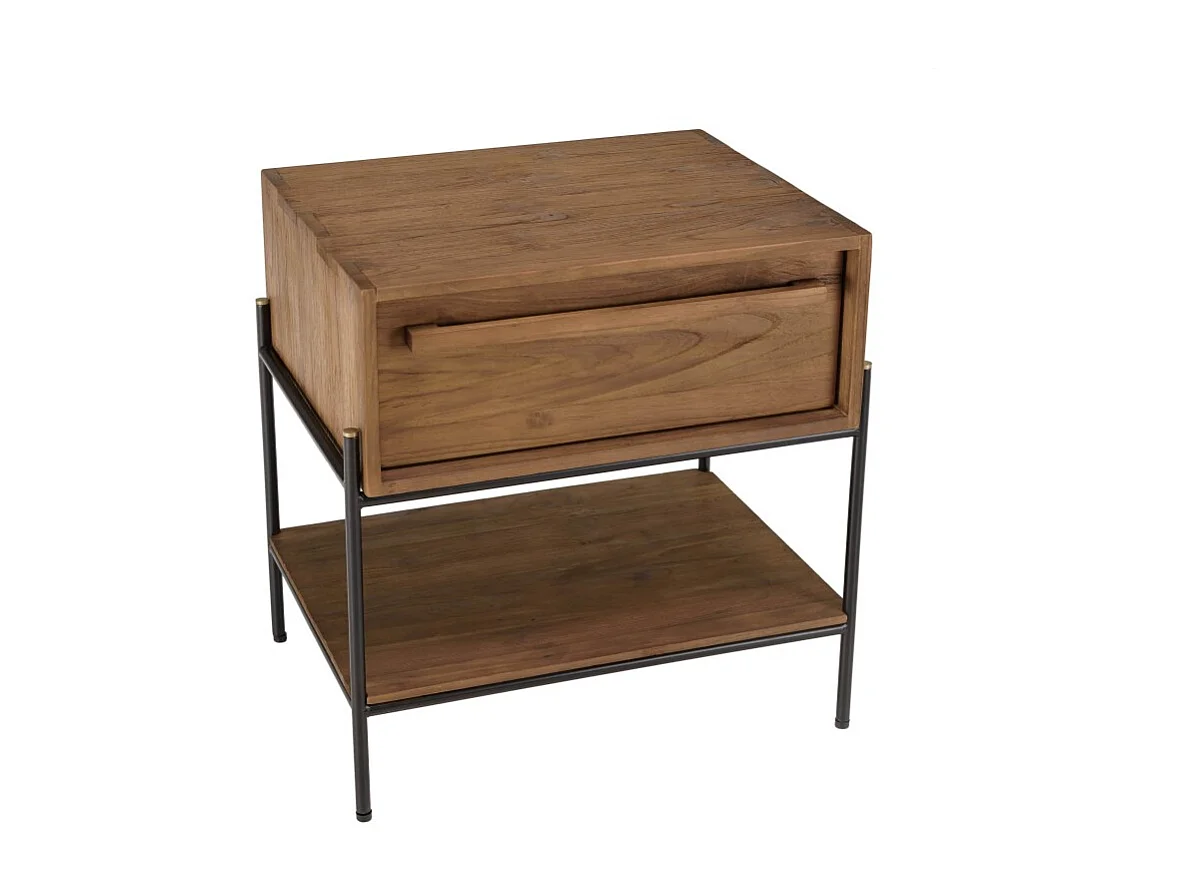 SIXTINE - Table de chevet 1 niche en bois de teck recyclé