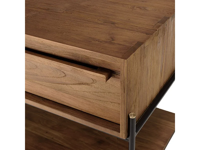 SIXTINE - Table de chevet 1 niche en bois de teck recyclé