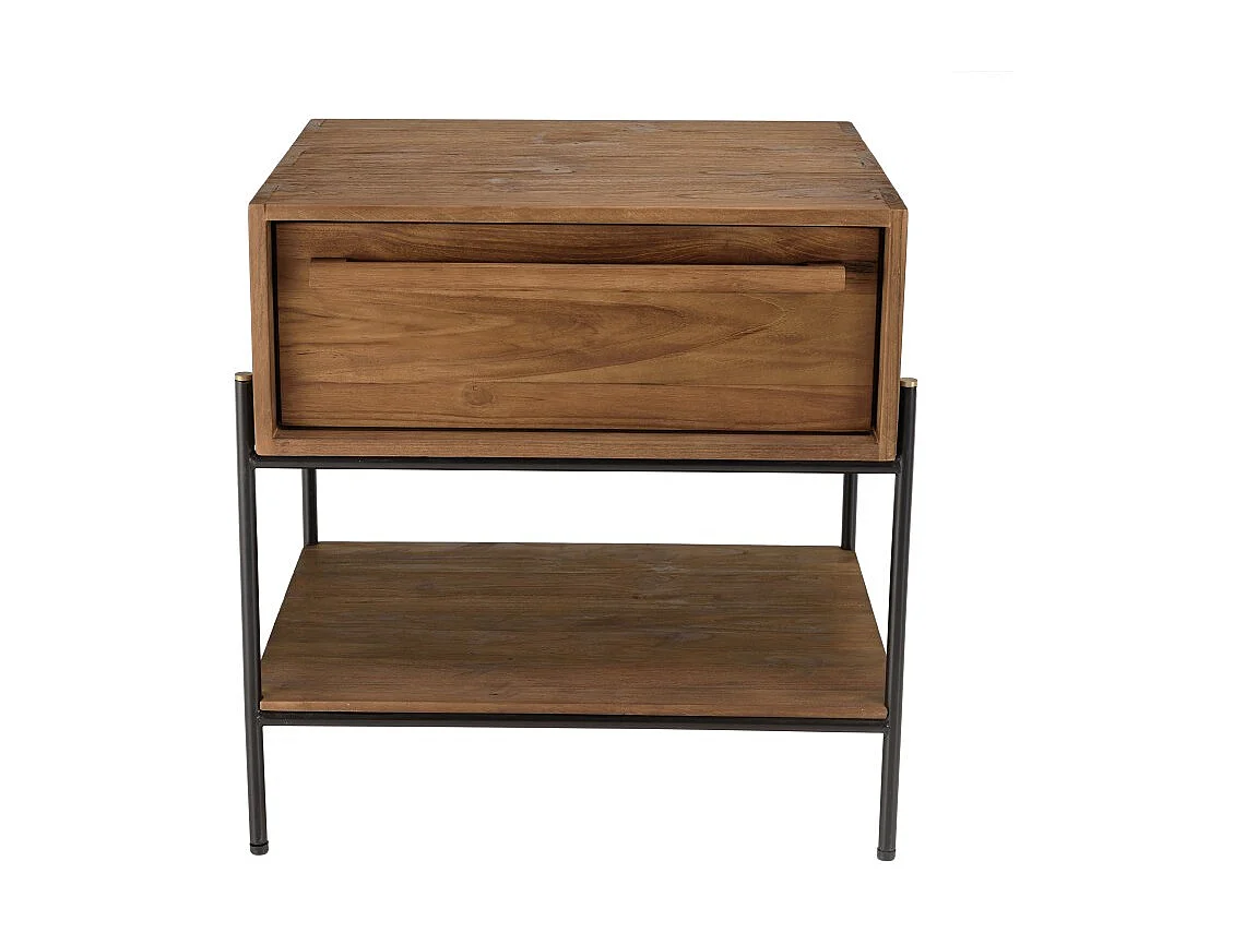 SIXTINE - Table de chevet 1 niche en bois de teck recyclé