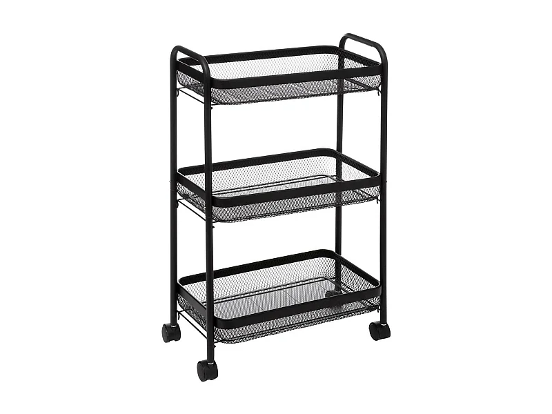 Desserte roulante en acier noir avec 3 paniers H 79.6 cm
