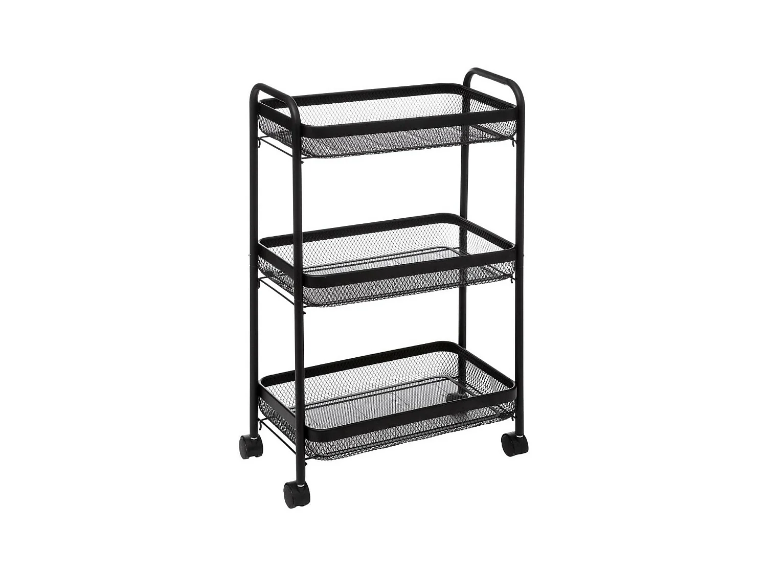 Desserte roulante en acier noir avec 3 paniers H 79.6 cm