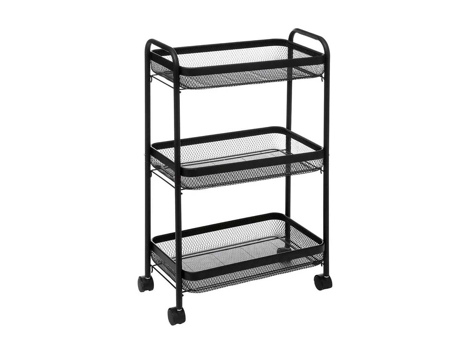 Desserte roulante en acier noir avec 3 paniers H 79.6 cm