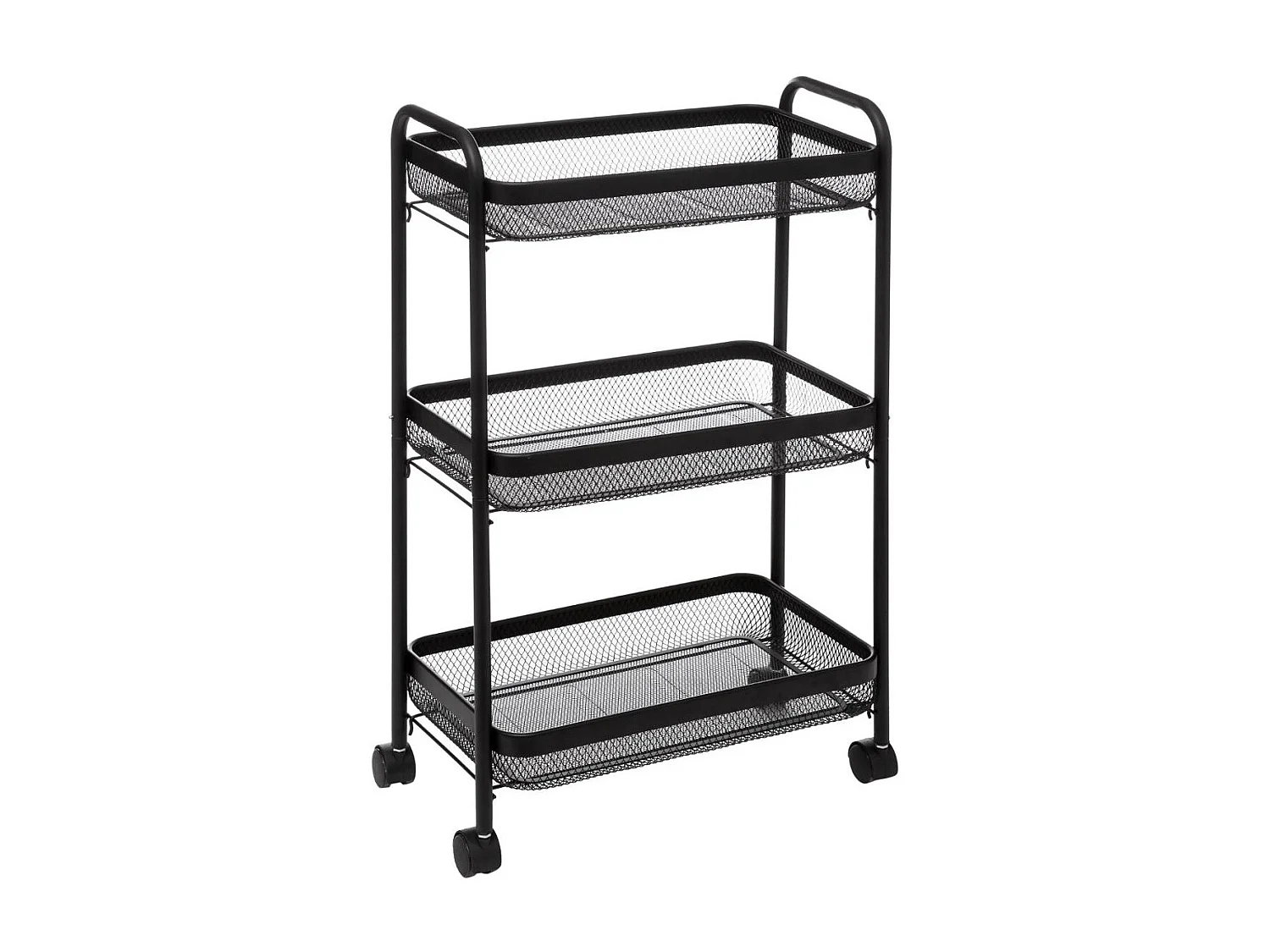 Desserte roulante en acier noir avec 3 paniers H 79.6 cm