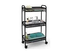 Desserte roulante en acier noir avec 3 paniers H 79.6 cm