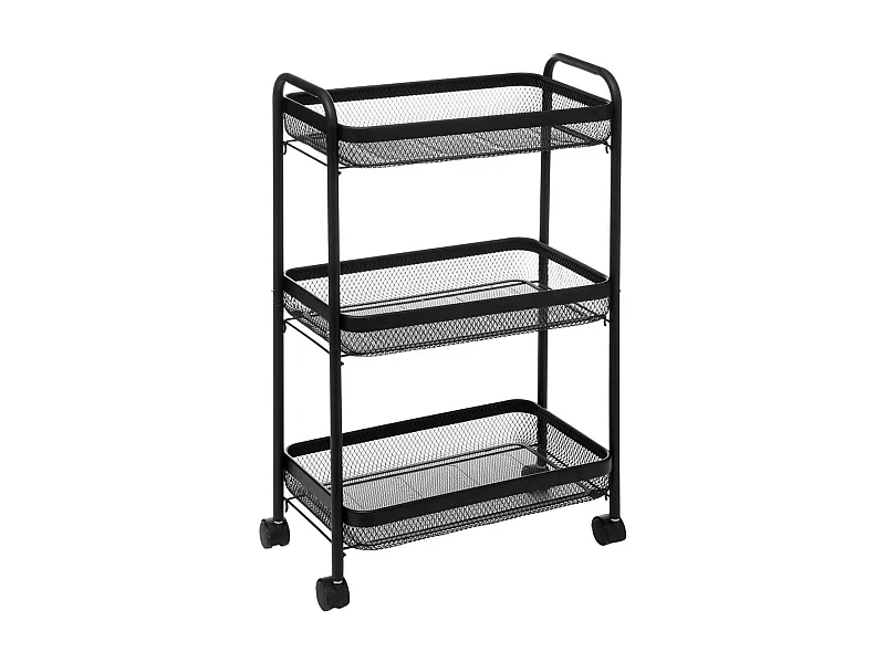 Desserte roulante en acier noir avec 3 paniers H 79.6 cm