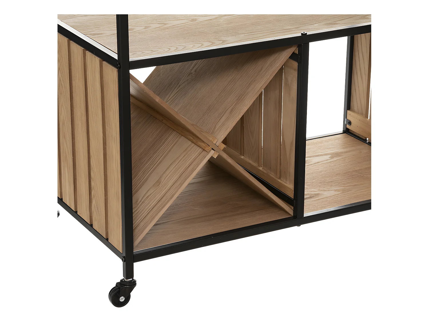 Meuble Desserte en Bois et Métal Noir H 87.5 cm