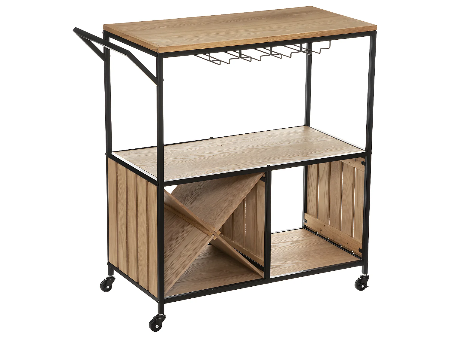 Meuble Desserte en Bois et Métal Noir H 87.5 cm