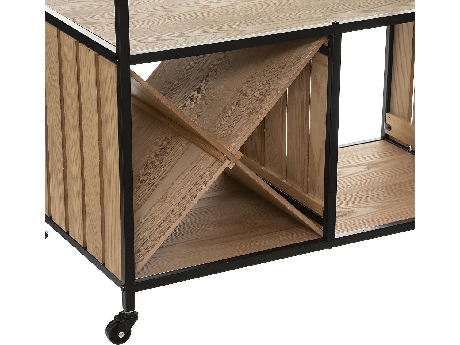 Meuble Desserte en Bois et Métal Noir H 87.5 cm