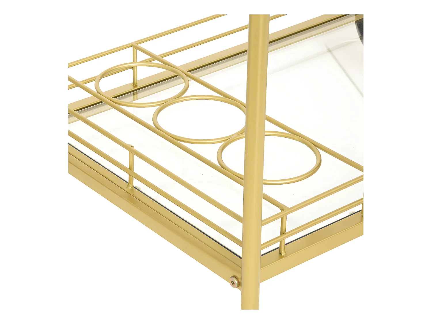 Desserte roulante en Métal Doré et Verre trempé  L 92 cm